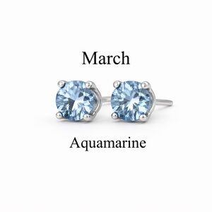 3mm Aquamarine Stud Earrings | March Birthstone